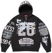 Supreme Warriors Applique Zip Up Hooded Sweatshirt Black