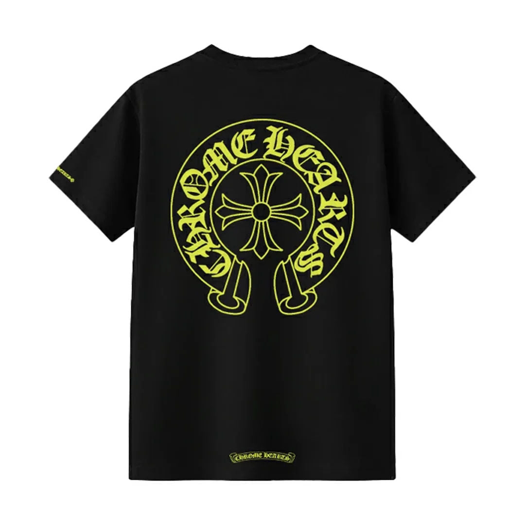 CHROME HEARTS Tシャツ Chrome Hearts Neon Green Horseshoe T-Shirt Black – Utopia