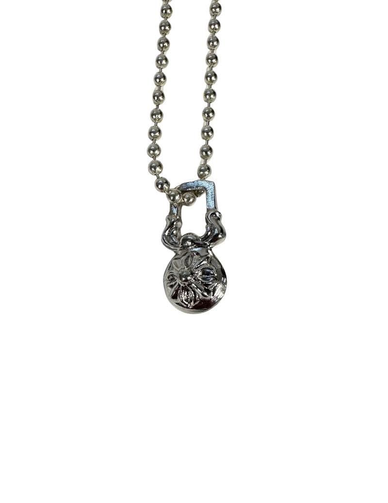 Chrome Hearts Rhodium Crossball Necklace With 28 Inch Ball Chain - Pre Owned