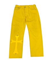 Chrome Hearts Levi's 501 Paris Exclusive Patch Jeans Yellow - Pre-Owned Size 34