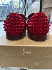 Christian Louboutin Dandelion Spikes Flat Veau Velour Red - Pre-Owned Size 41