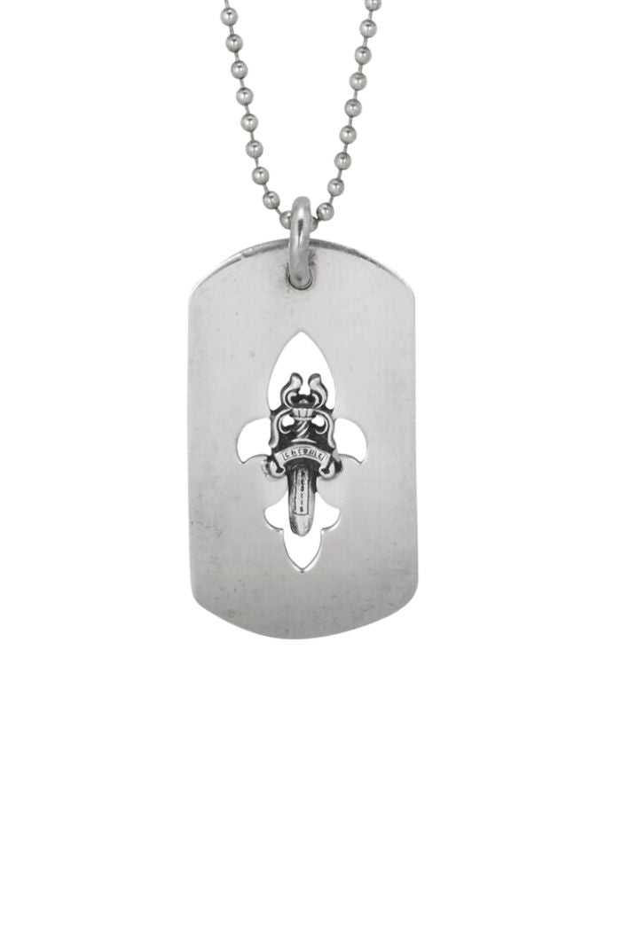 Chrome Hearts Dagger Dog Tag Pendant with 30in Ball Chain