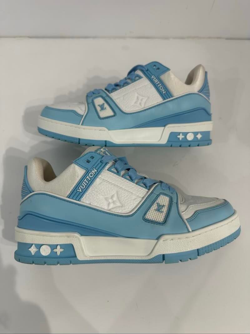 Louis Vuitton LV Trainer Baby Blue White - Pre-Owned Size 4.5Y (No Original Box)