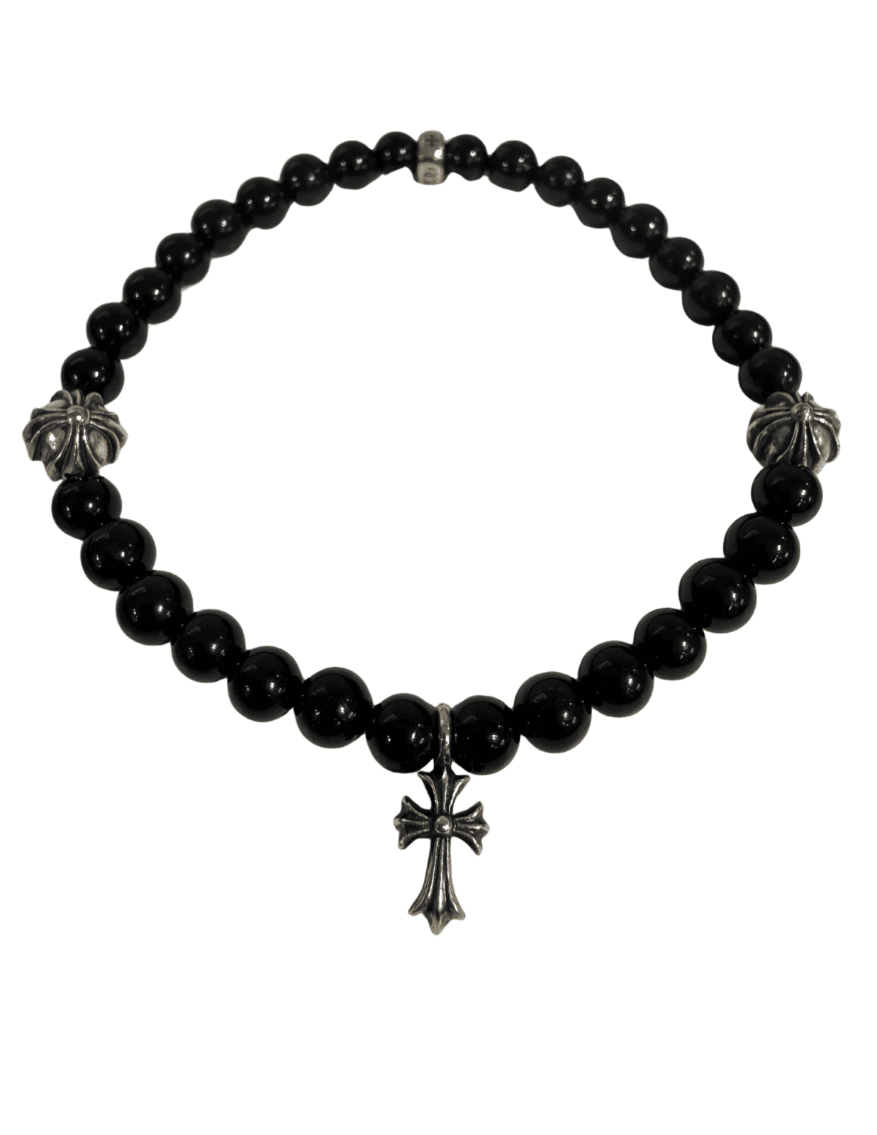 Chrome Hearts Plus Cross Tiny Fat Beaded Bracelet Black