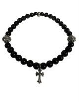 Chrome Hearts Plus Cross Tiny Fat Beaded Bracelet Black