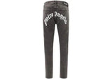 Palm Angels Curved Logo Denim Straight Leg Jean Black
