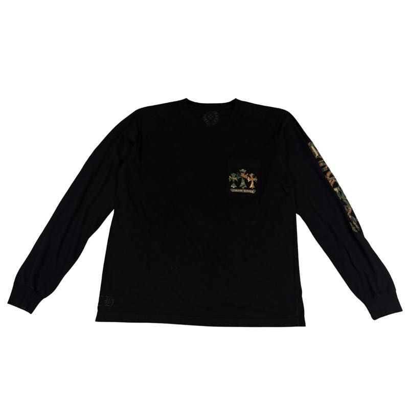 Chrome Hearts Camo Triple Cross Horseshoe L/S T-Shirt Black - Lightly Pre-Owned Size XL
