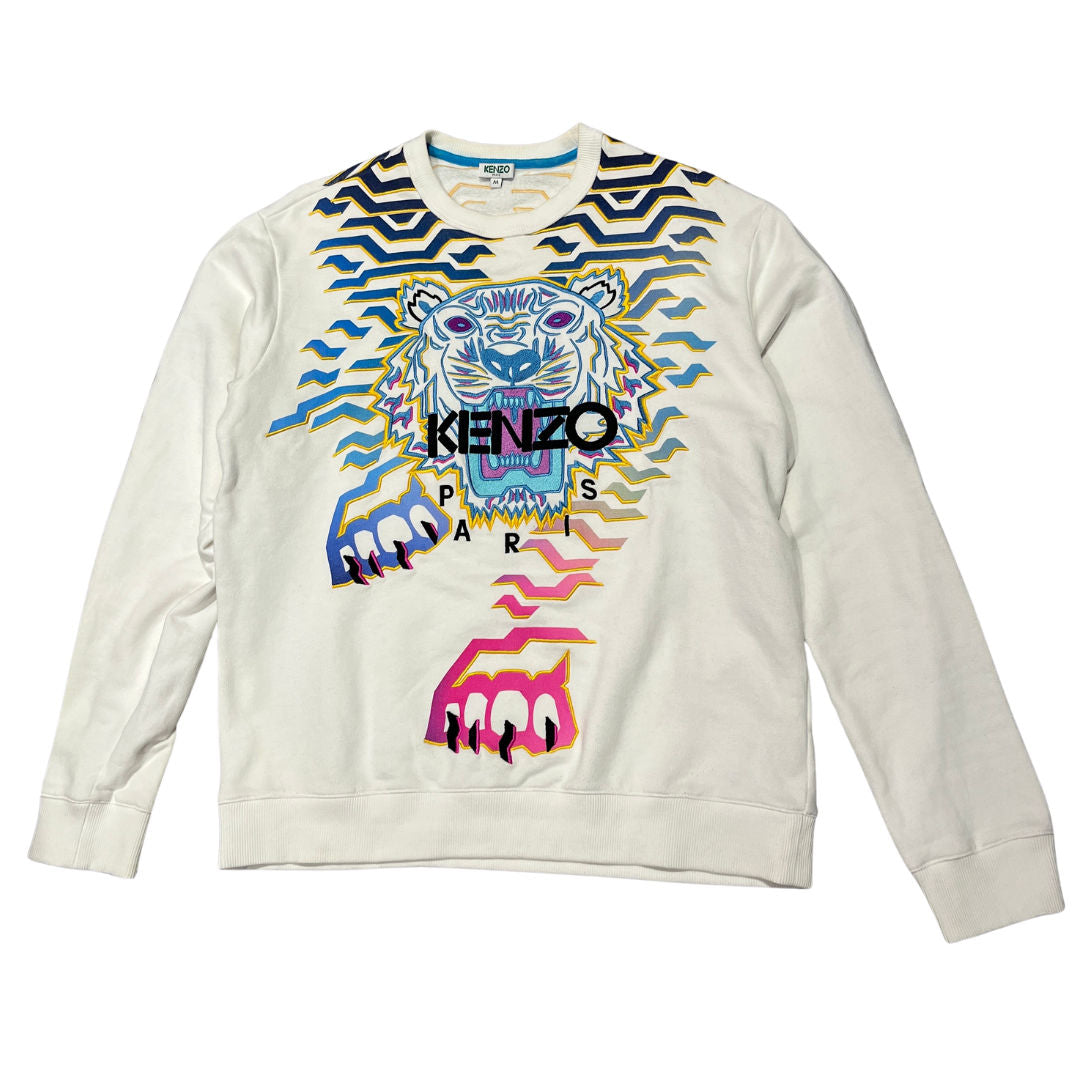 Kenzo Geo Tiger Crewneck White (Preowned) - Pre-Owned
