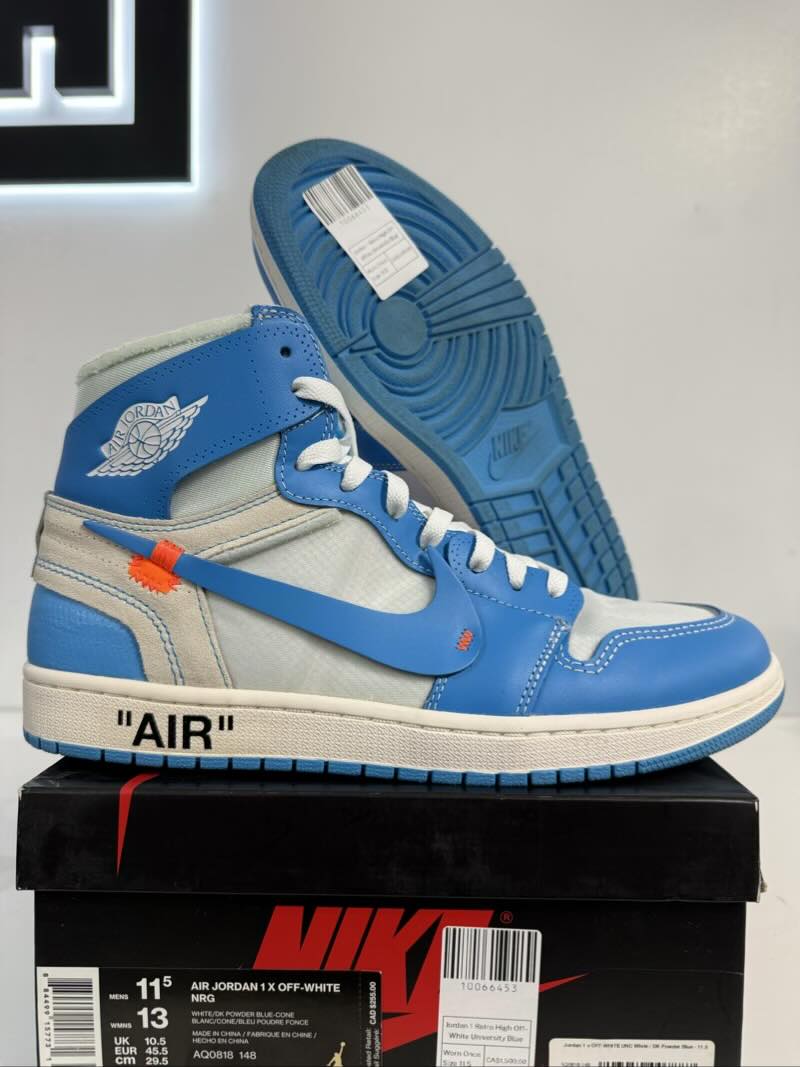 Jordan 1 Retro High Off-White University Blue - Worn Once Size 11.5