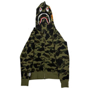 BAPE 1st Camo Shark WGM Full Zip Hoodie Green - Gently Pre-Owned Size M