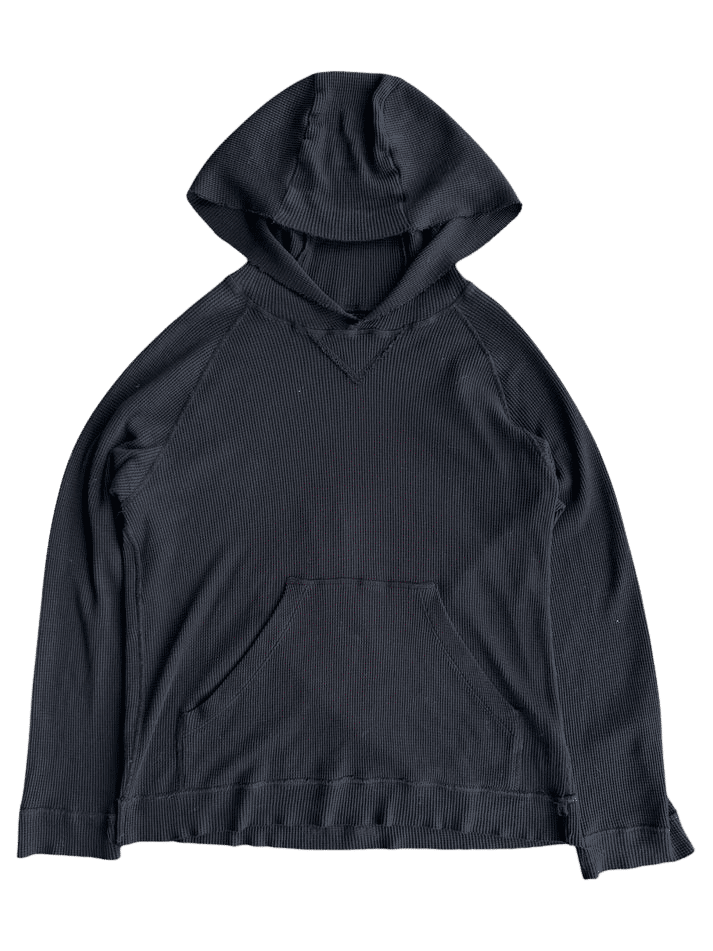 Vintage Chrome Hearts Tonal Horseshoe Thermal Pullover Hoodie Black - Pre-Owned Size S