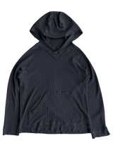 Vintage Chrome Hearts Tonal Horseshoe Thermal Pullover Hoodie Black - Pre-Owned Size S