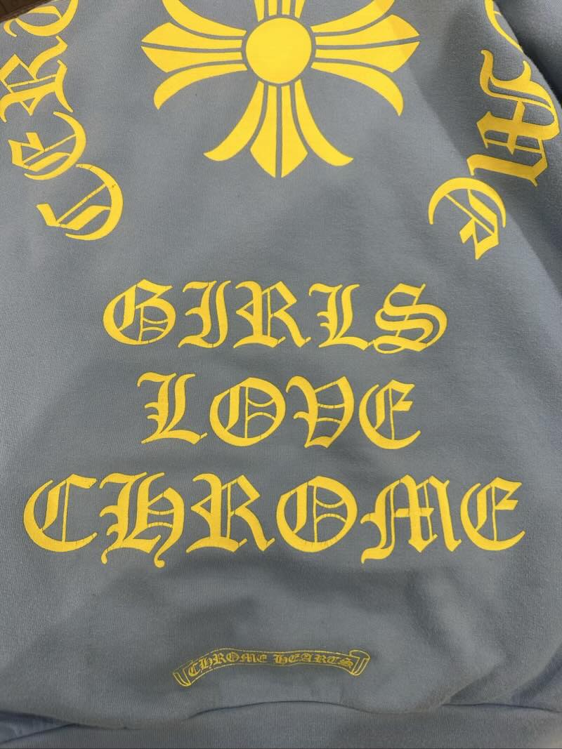Chrome Hearts x Drake Girls Love Chrome Hoodie Light Blue - Lightly Pre-Owned Size M
