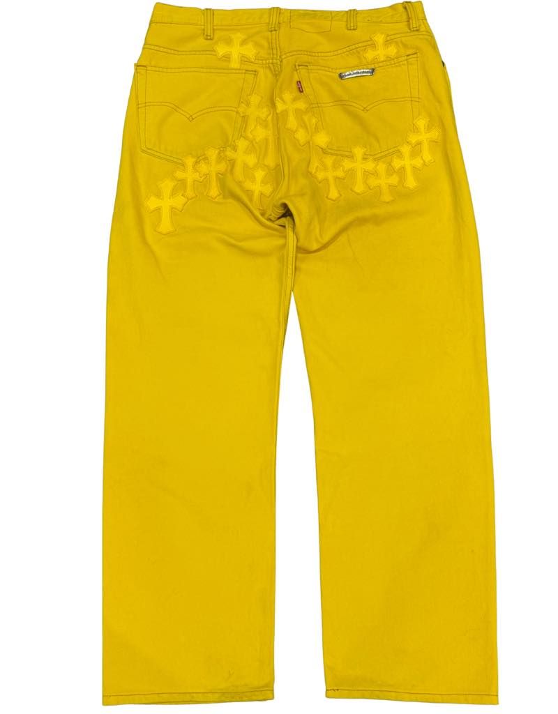 Chrome Hearts Levi's 501 Paris Exclusive Patch Jeans Yellow - Pre-Owned Size 34