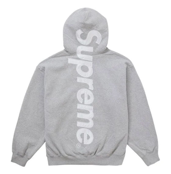 Supreme Satin Appliqué Hooded Sweatshirt (FW25) Heather Grey