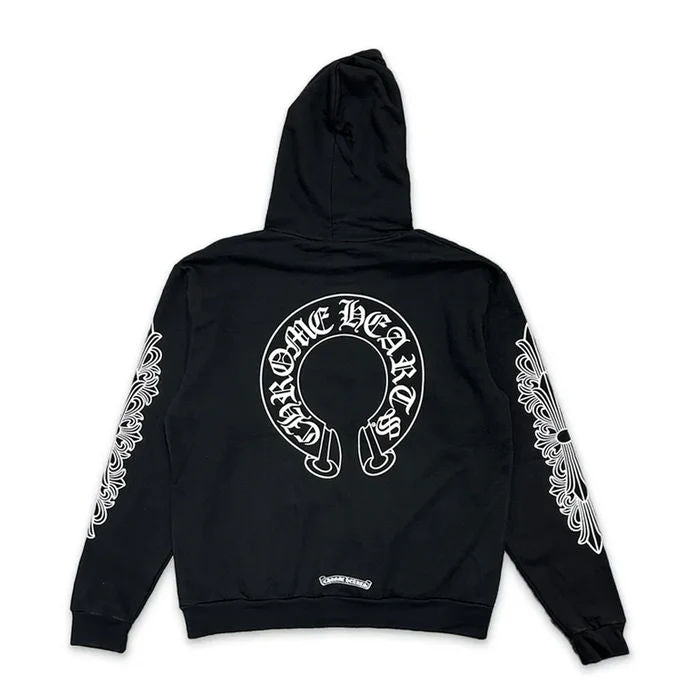 Chrome Hearts Horseshoe Floral Pullover Hoodie Black