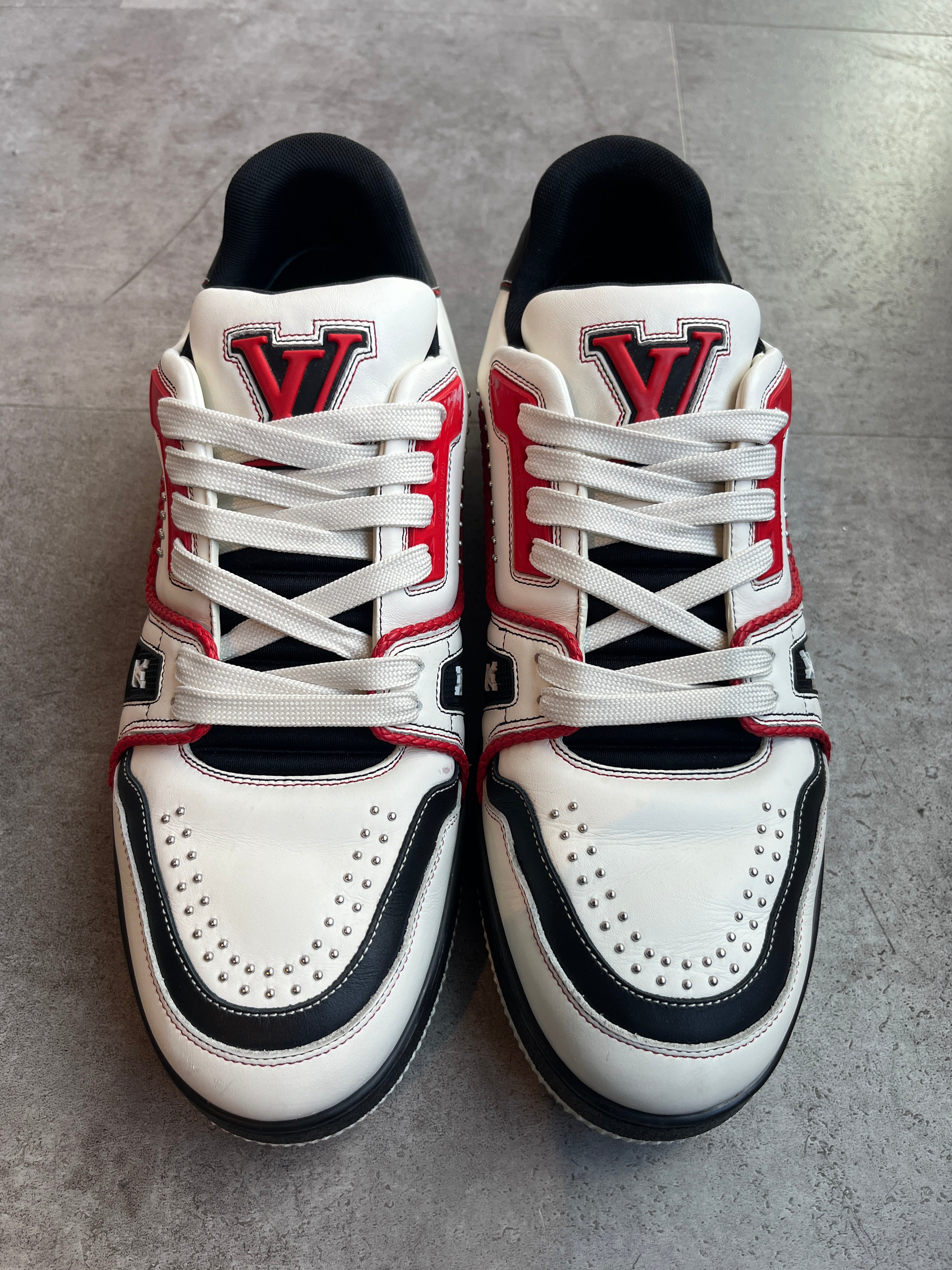 Louis Vuitton LV Trainer White Red Black (Preowned Size LV7/US8.5