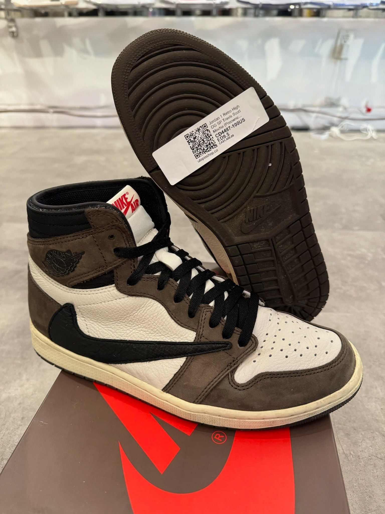 Jordan 1 Retro High OG SP Travis Scott Mocha - Pre-Owned Size 9.5