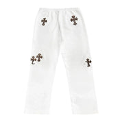 Chrome Hearts Leopard/Patent/Pony Patch Paper Jam Sweatpants White