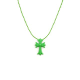 Chrome Hearts Silichrome Cross Necklace Green