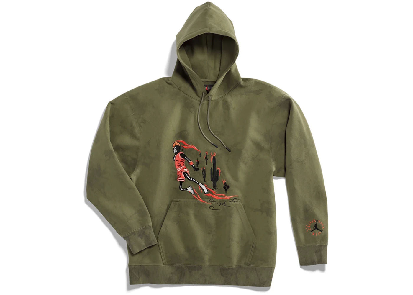 Travis Scott Jordan Washed Suede Hoodie Olive (Tried On) - Tried On Size S