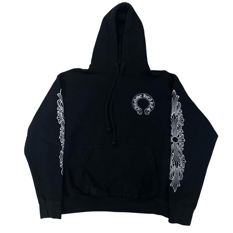 Chrome Hearts Horseshoe Floral Pullover Hoodie Black - Pre-Owned Size L