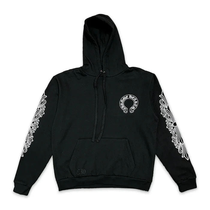 Chrome Hearts Horseshoe Floral Pullover Hoodie Black