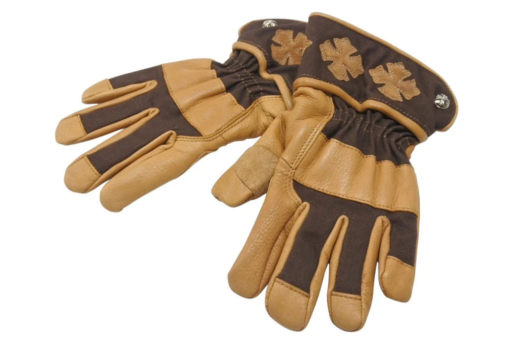 Chrome Hearts Leather Cross Patch Work Gloves