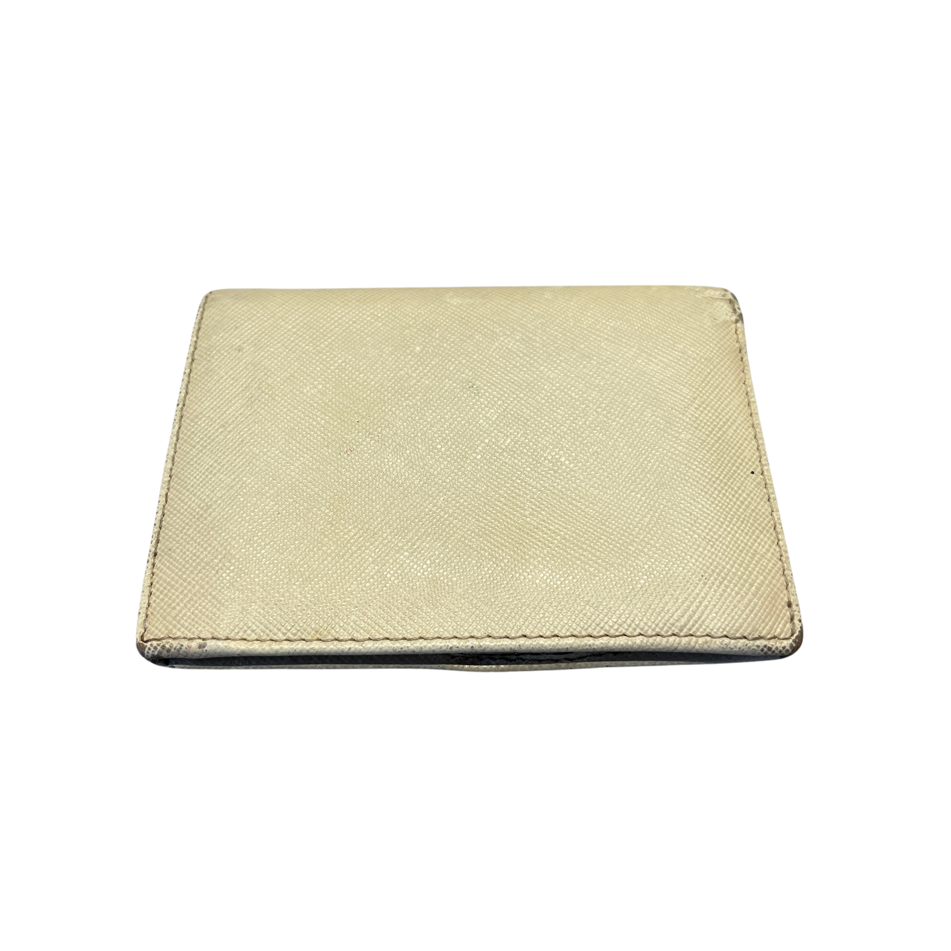 Prada Ivory Saffiano Bi-Fold Wallet (Preowned) - Pre-Owned