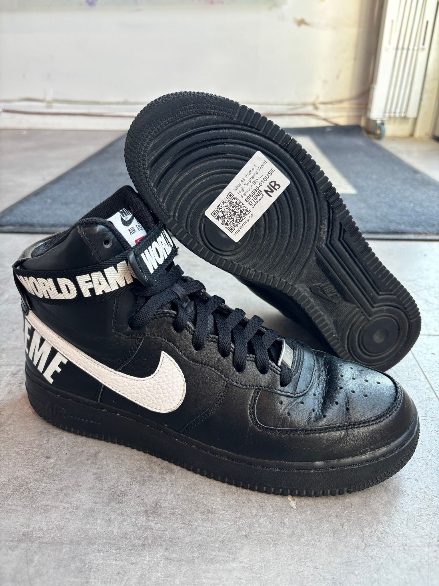 Nike Air Force 1 High Supreme World Famous Black - Pre-Owned Size 10 (No original box)