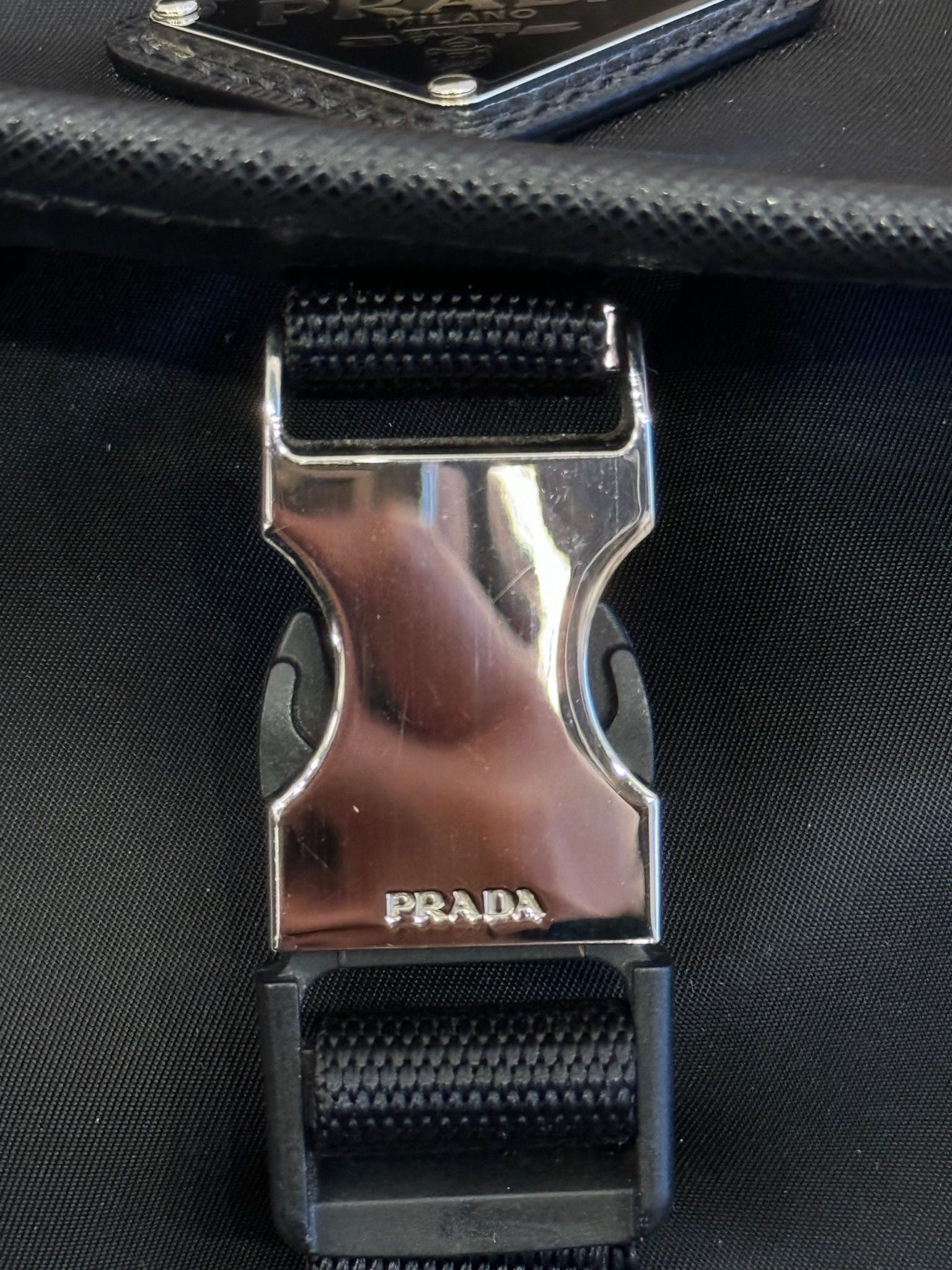 Prada Re-Nylon and Saffiano Leather Shoulder Bag Black - Pre-Owned