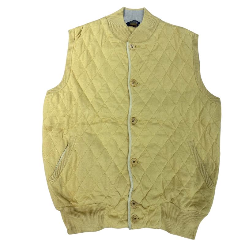 Loro Piana Quilted Button Front Sweater Vest Yellow - Pre-Owned Size M