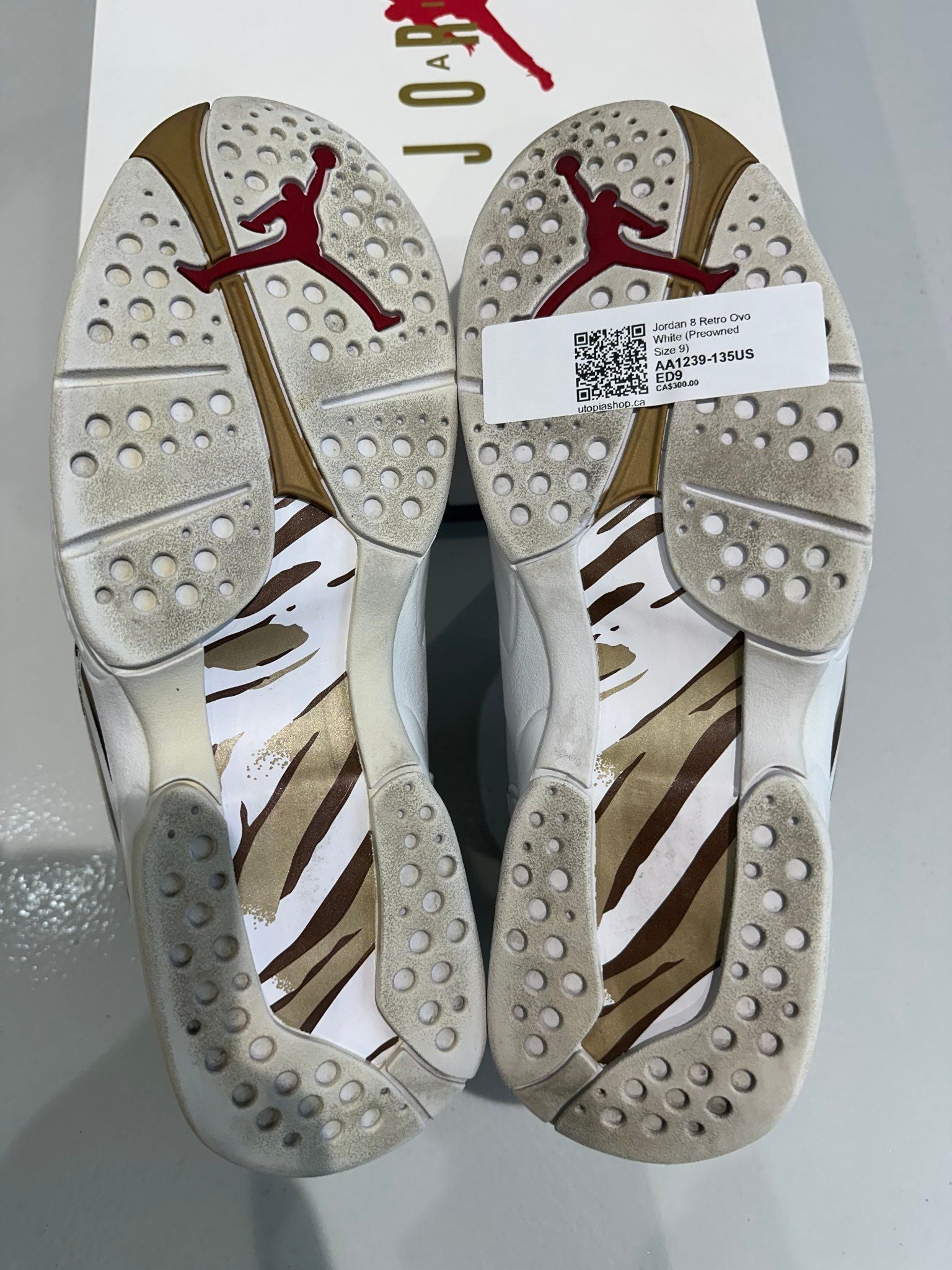 Jordan 8 Retro Ovo White (Preowned Size 9) - Pre-Owned