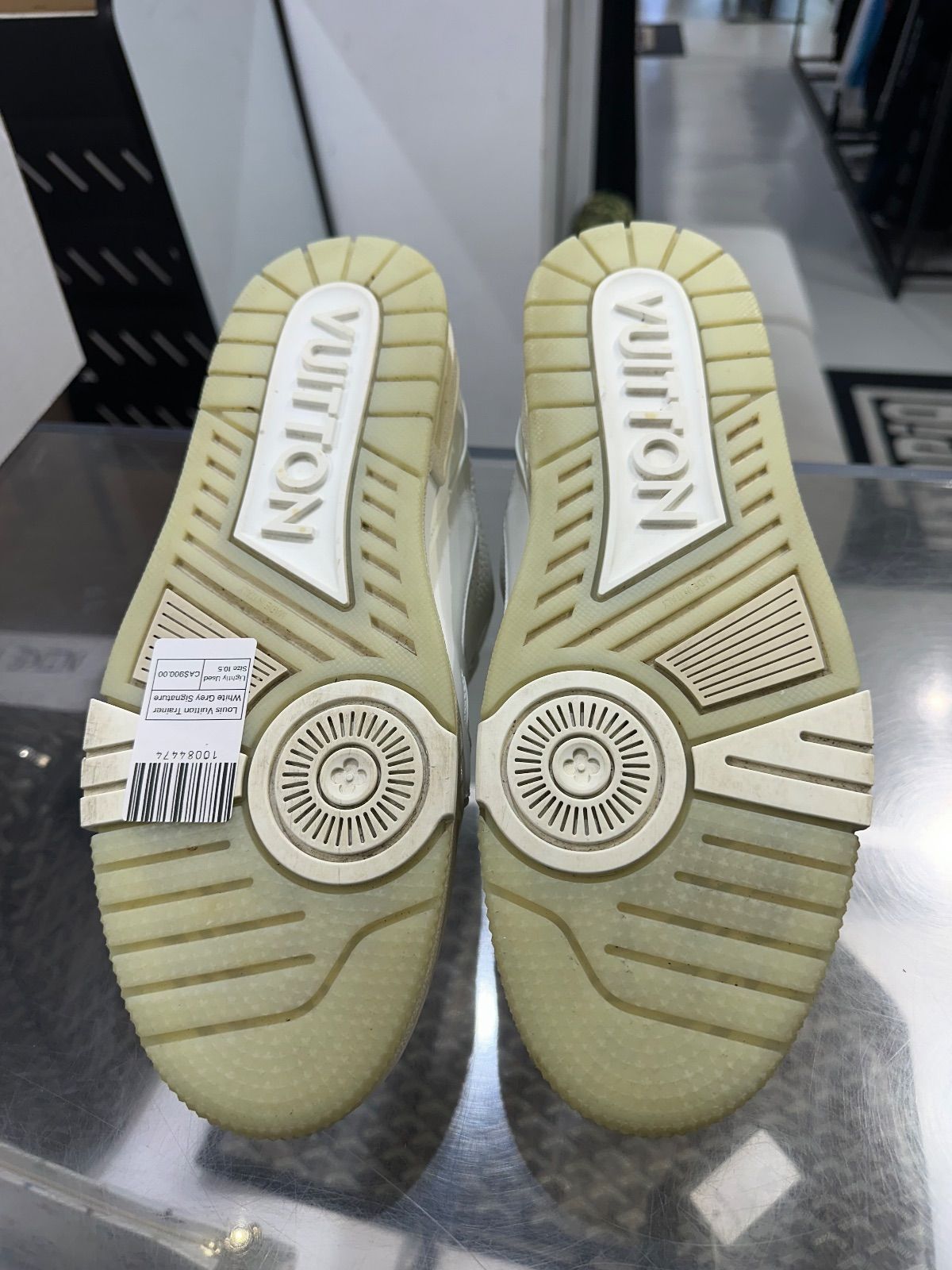 Louis Vuitton Trainer White Grey Signature - Lightly Used Size 10.5