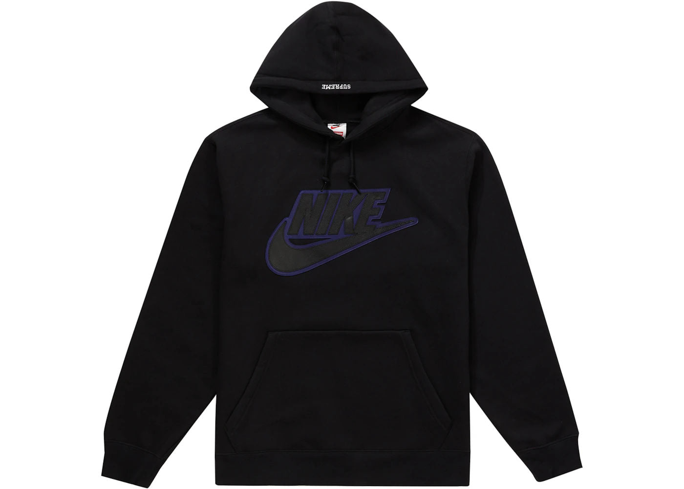 Supreme Nike Leather Applique Hooded Sweatshirt Black - Pre-Owned Size M