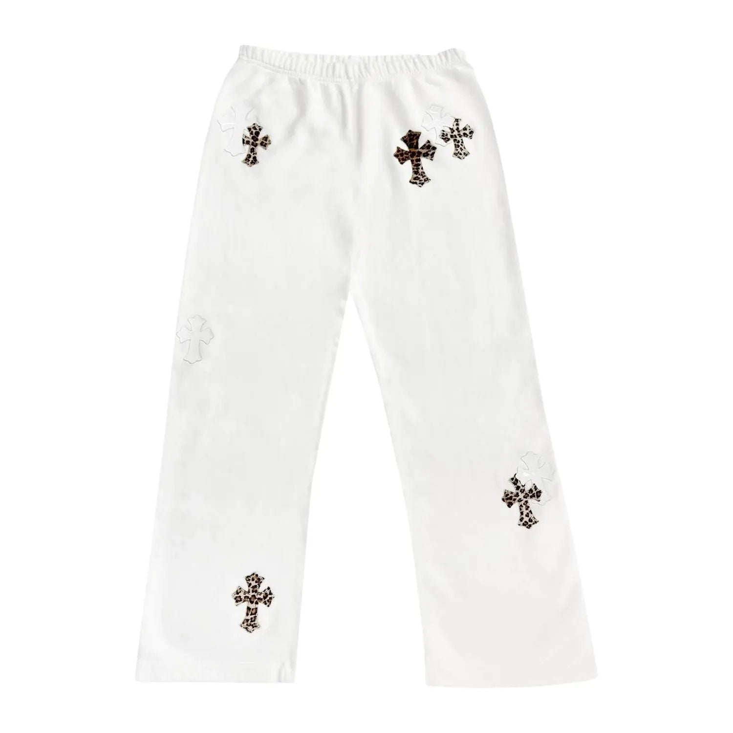 Chrome Hearts Leopard/Patent/Pony Patch Paper Jam Sweatpants White