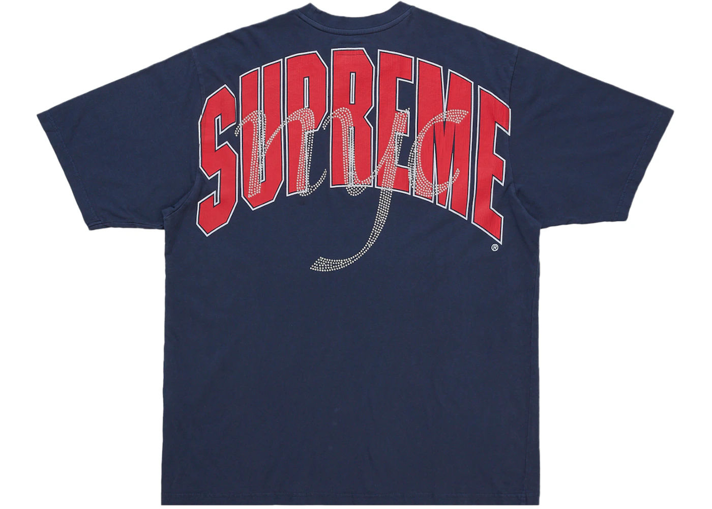 Supreme Rhinestone Script S/S Top Navy