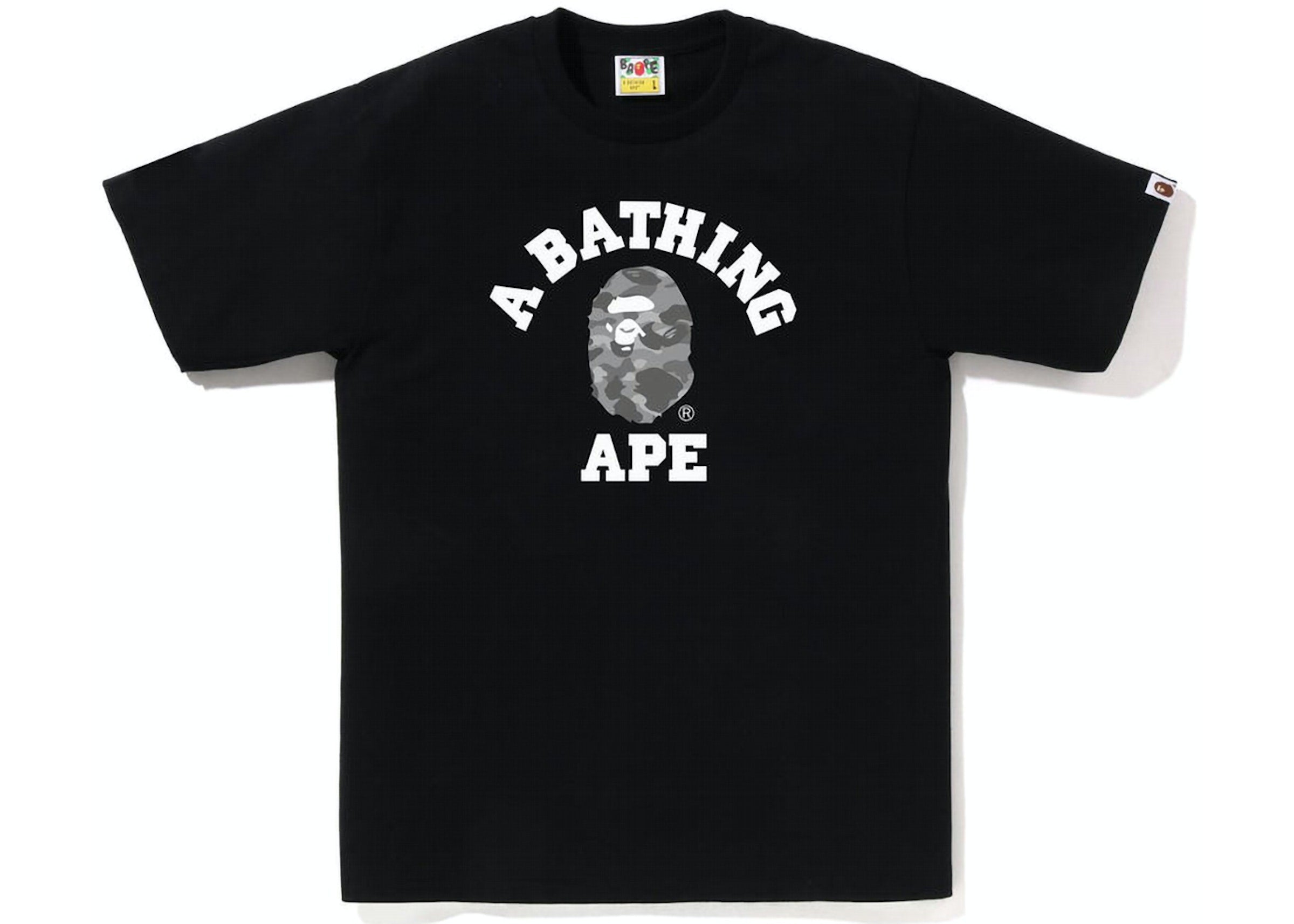 Bape Honeycomb Grey Camo College Tee Black