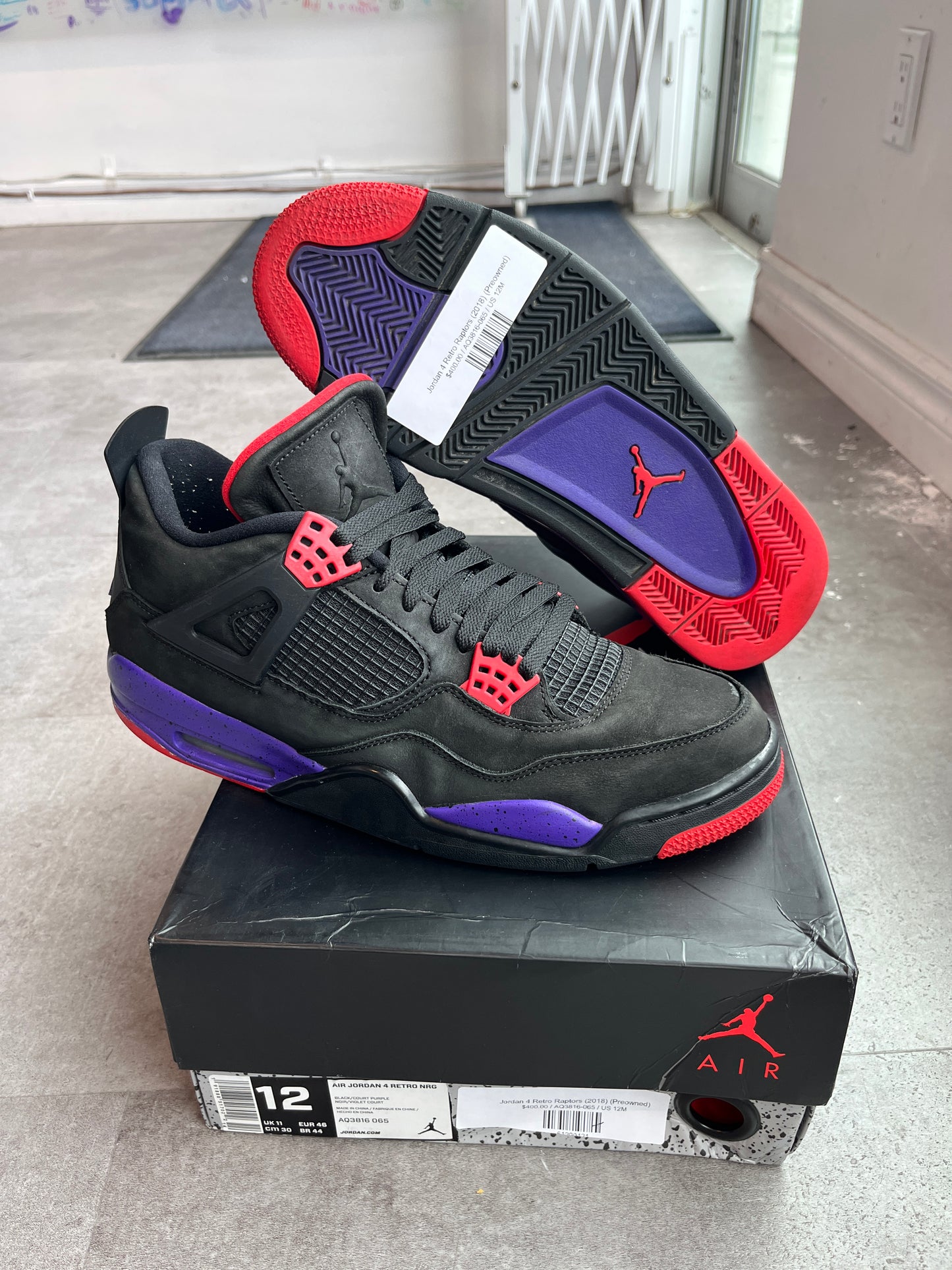 Jordan 4 Retro Raptors (2018) (Preowned Size 12)