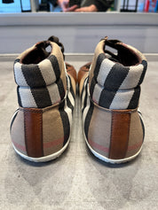 Burberry Brown Canvas High Top Leather Sneaker (Preowned Size 46)