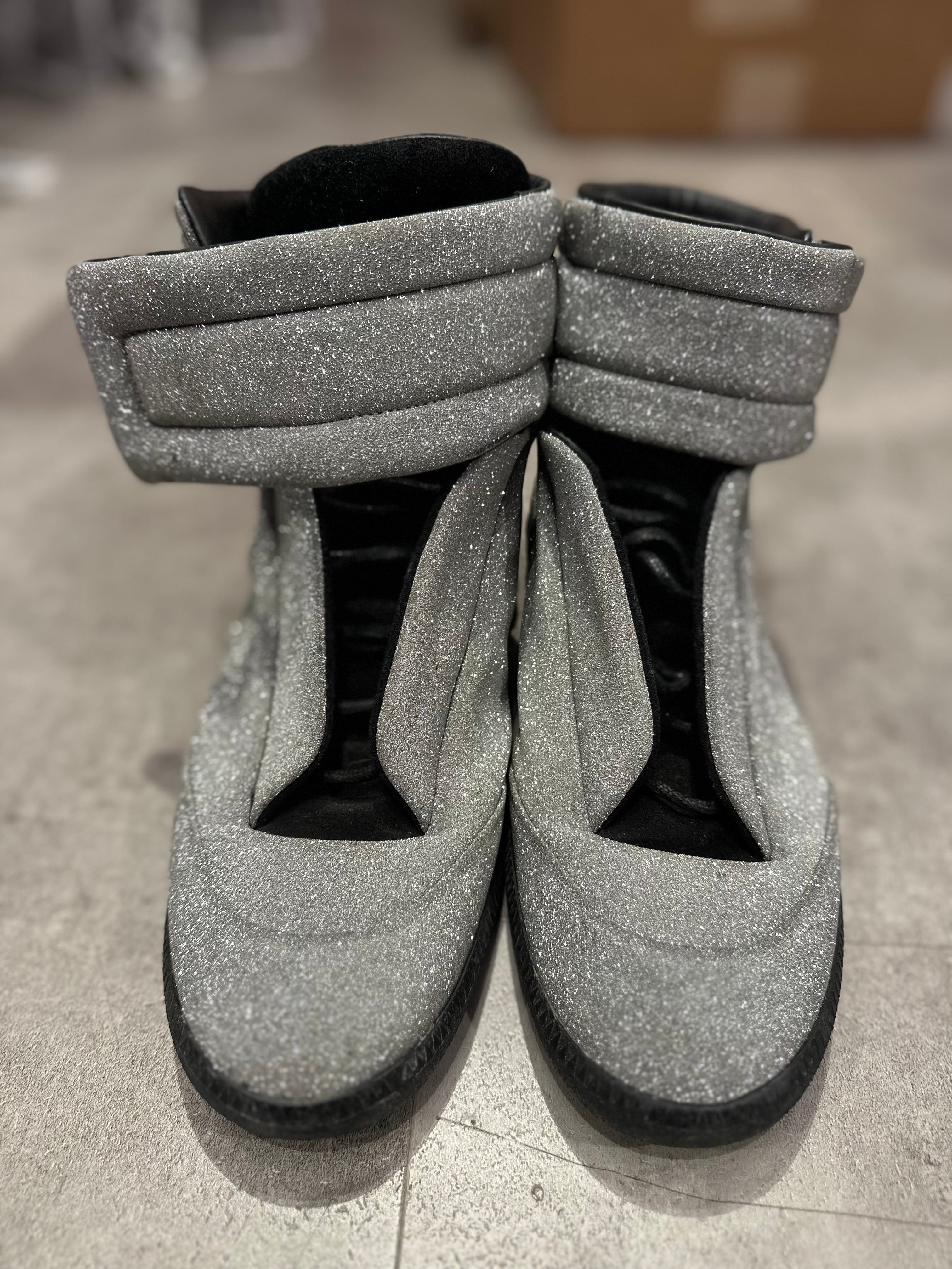 Maison Margiela Silver Glitter Future High Tops (Preowned Size 42)