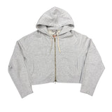 Miu Miu Cropped Zip-Up Hoodie Grey