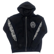 Chrome Hearts Malibu Exclusive Floral Horseshoe Thermal Zip-Up Hoodie Black - Lightly Pre-Owned Size M