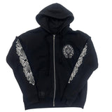 Chrome Hearts Malibu Exclusive Floral Horseshoe Thermal Zip-Up Hoodie Black - Lightly Pre-Owned Size M