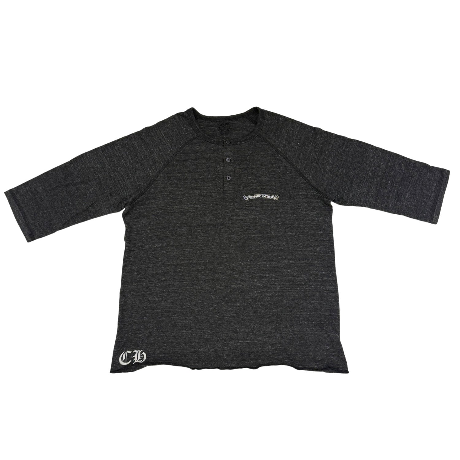 Chrome Hearts Shoulder Logo Henley Shirt Grey - Gently Used Size M