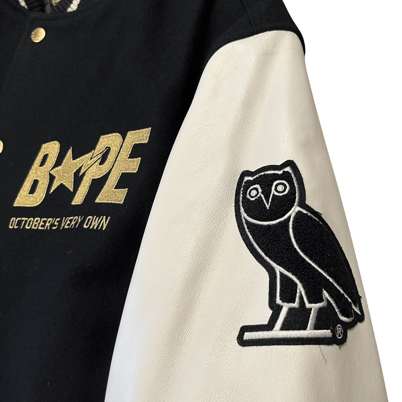 Bape x OVO Varsity Jacket Black - Lightly Pre-Owned Size XL