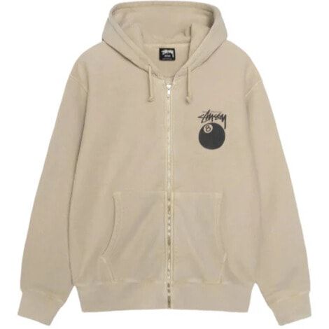 Stussy 8 Ball Pigment Dyed Zip Hoodie Khaki