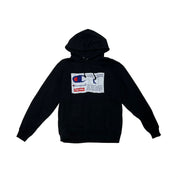 Supreme Champion Label Hooded Sweatshirt Black - Pre-Owned Size L