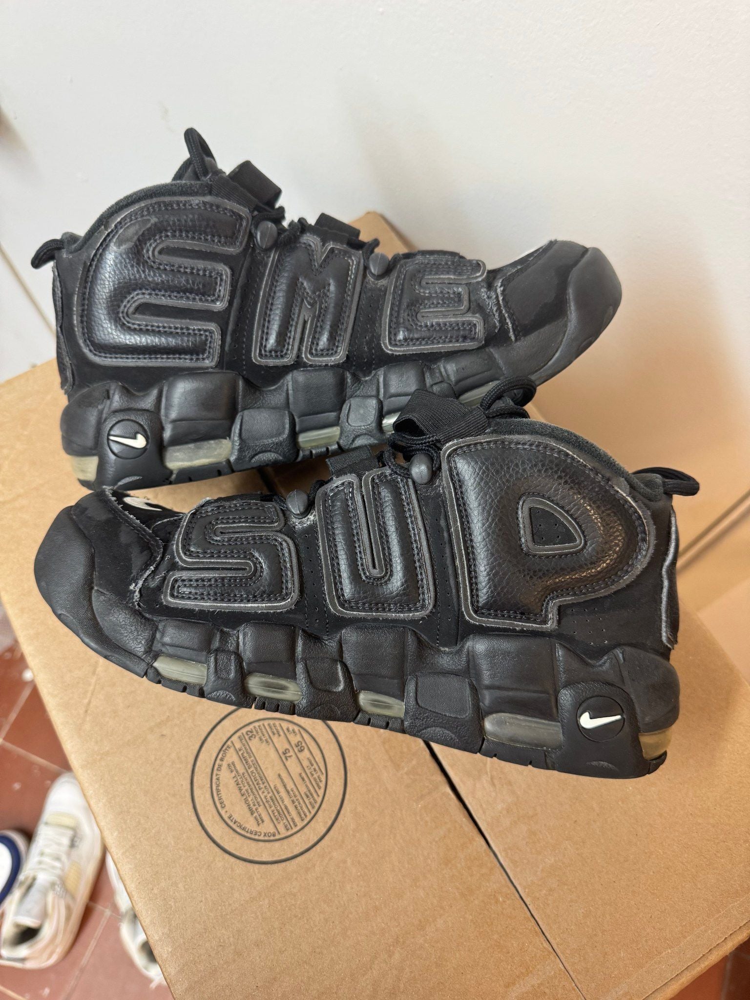 Nike Air More Uptempo Supreme Suptempo Black (Heavily Preowned Size 8.5) - Pre-Owned