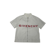 Givenchy Zip-Up Red Logo Collared Shirt White - Pre-Owned Size S